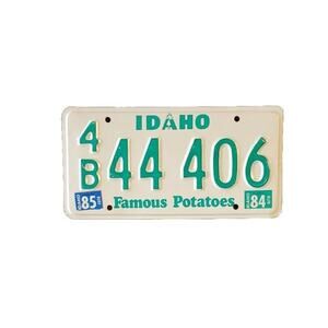 1984 Idaho Greenie License Plate Bingham County 4B44406 Famous Potatoes Man Cave